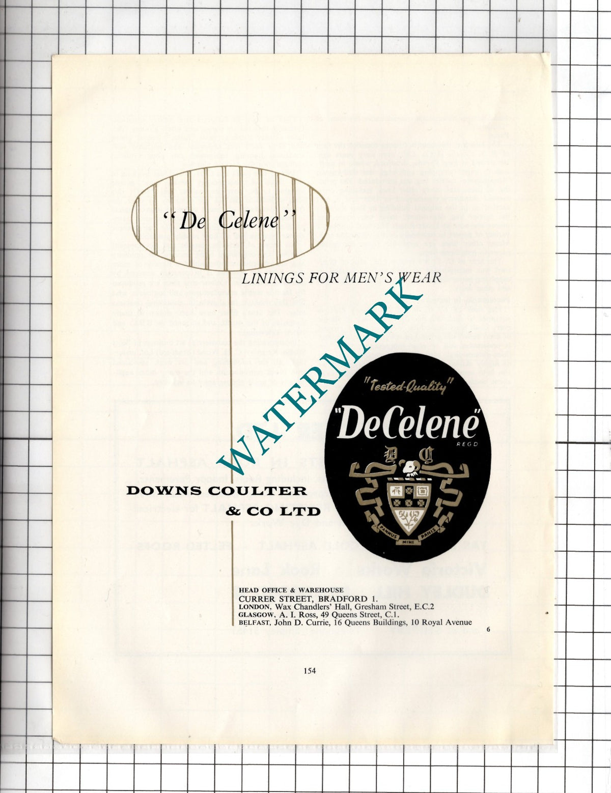 Downs Coulter & Co Ltd Bradford Yorkshire De Celene - c.1962 Advert
