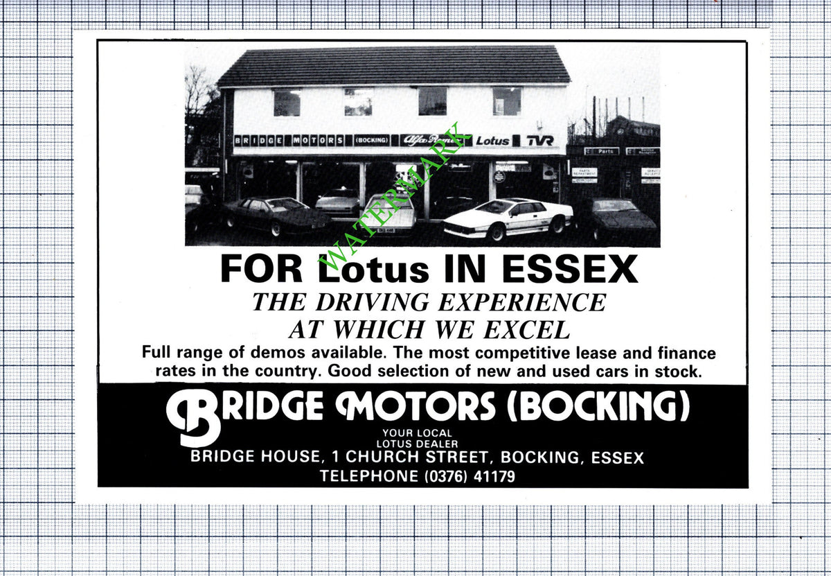 Bridge Motors Bocking Essex Advert - 1986 Cutting