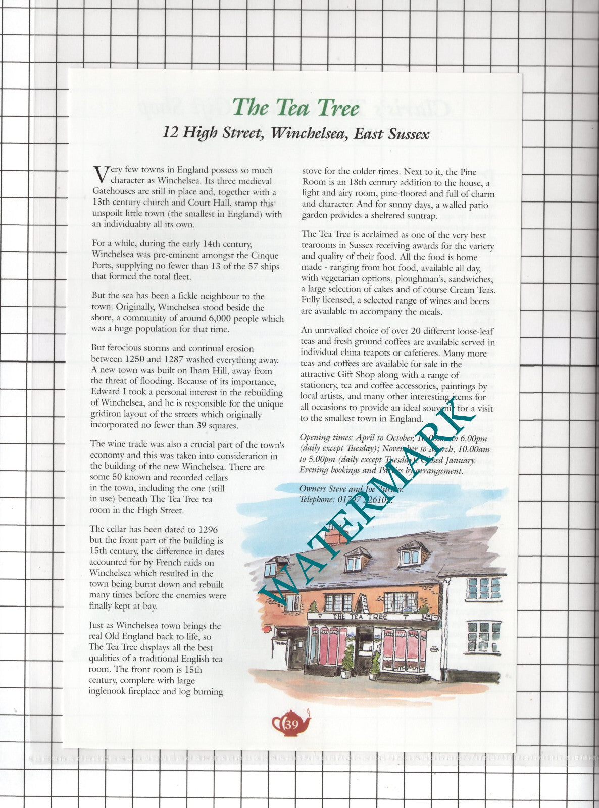 Claris's Tea Rooms Biddenden Kent The Tea Tree Winchelsea Sussex - c.2001 Advert
