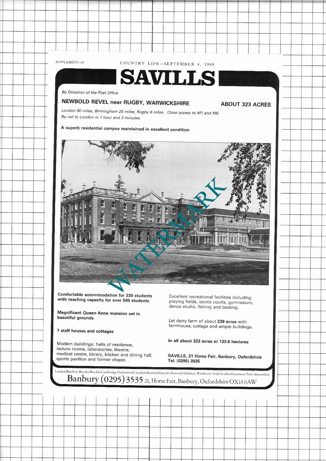 Newbold Revel Warwickshire House Sale ADVERT - 1980 Clipping / Print