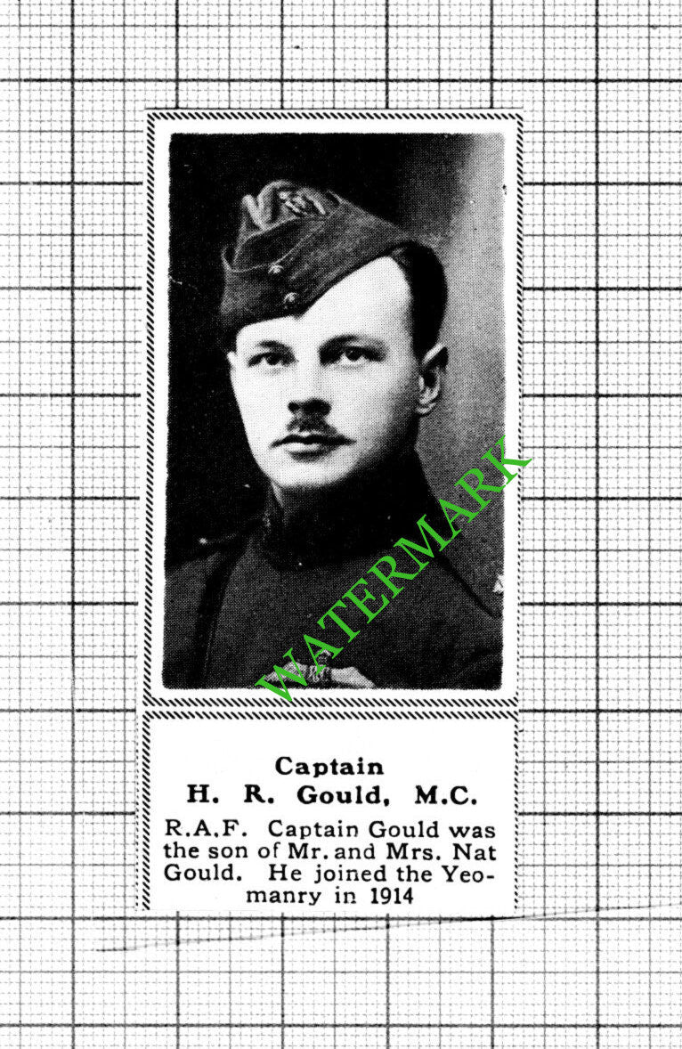 Captain H R Gould RAF Nat Great War WW1 - 1918 SMALL Cutting