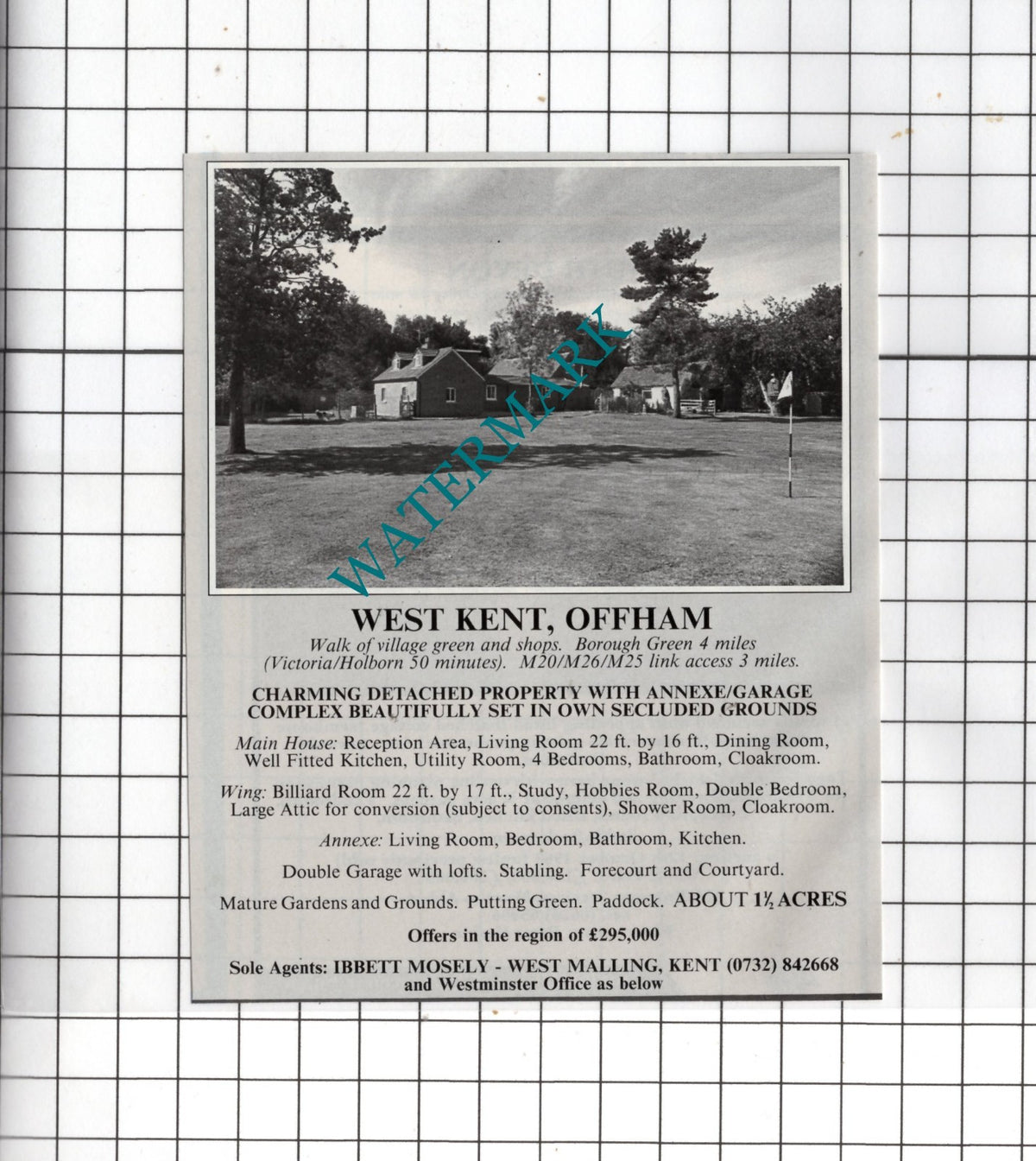 Offham Kent - 1989 Small House Sale Advert