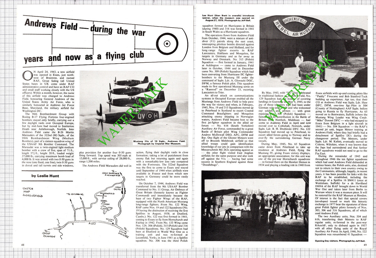Andrews Field Airfield RAF Great Saling Braintree Essex Stan Brett 1979 Article