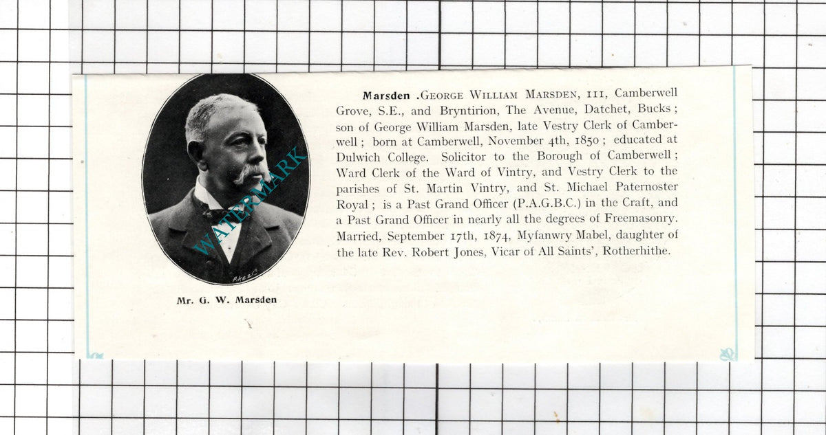 Reginald John Ashley Lumby / George William Marsden Bryntirion - c.1905 Clipping