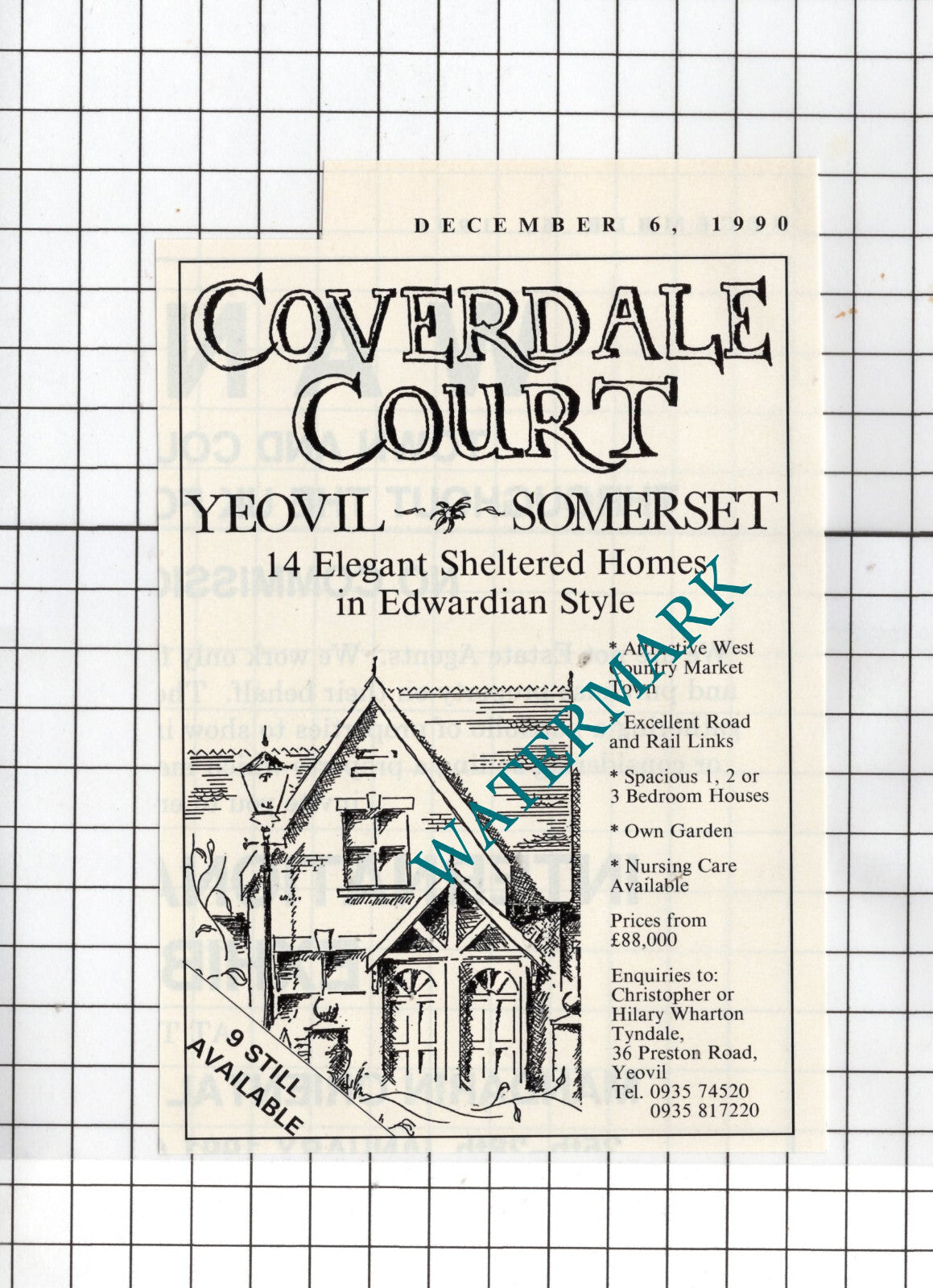 Coverdale Court Yeovil Somerset Advert - 1990 Small Cutting