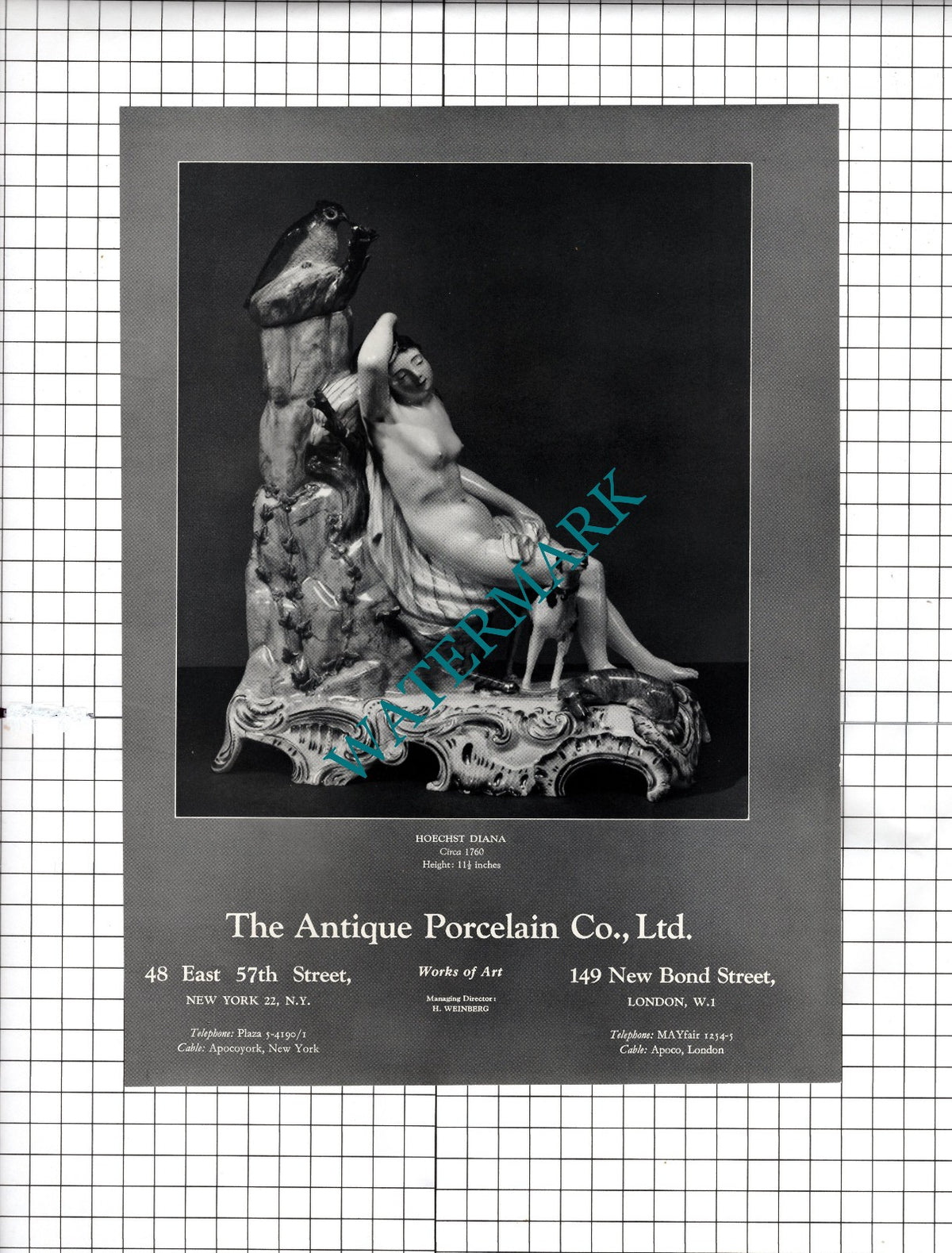 Garrard & Co Ltd Crown Jewellers London /The Antique Porcelain Co - 1958 Advert