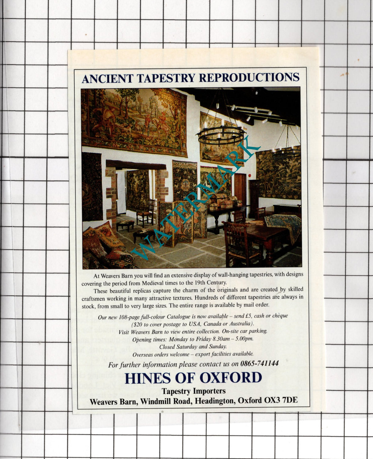 Hines Of Oxford Weavers Barn Headington Small Advert - 1994 Cutting