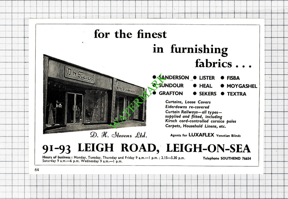 D H Stevens Ltd Leigh-on-Sea Essex Advert - 1968 Cutting
