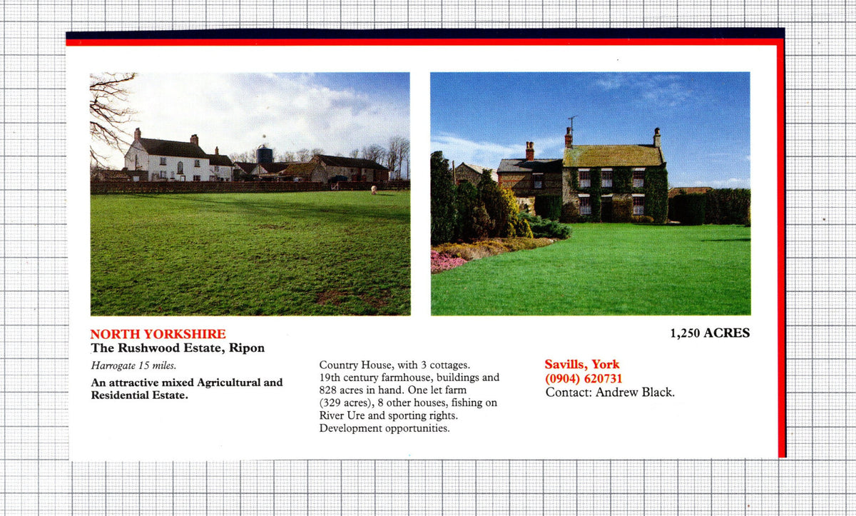 The Rushwood Estate Ripon Yorkshire House Sale Advert - 1991 Cutting