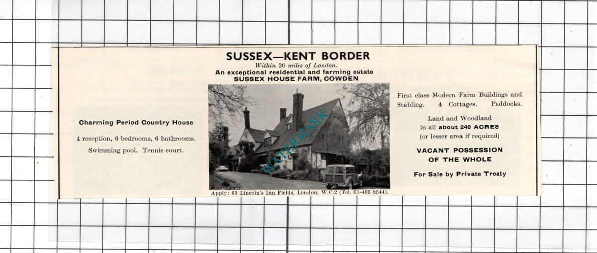 Sussex House Farm Cowden Kent - 1967 Small House Advert