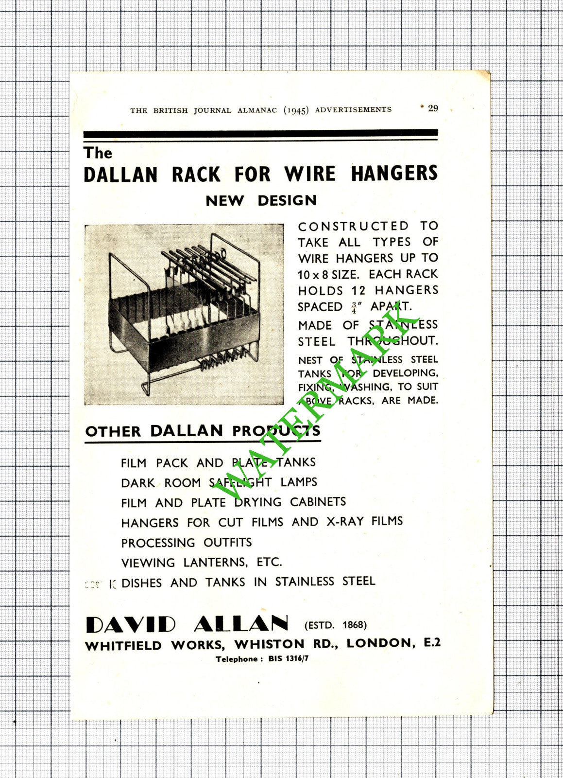 David Allan London Dallan Small Advert - 1945 Cutting