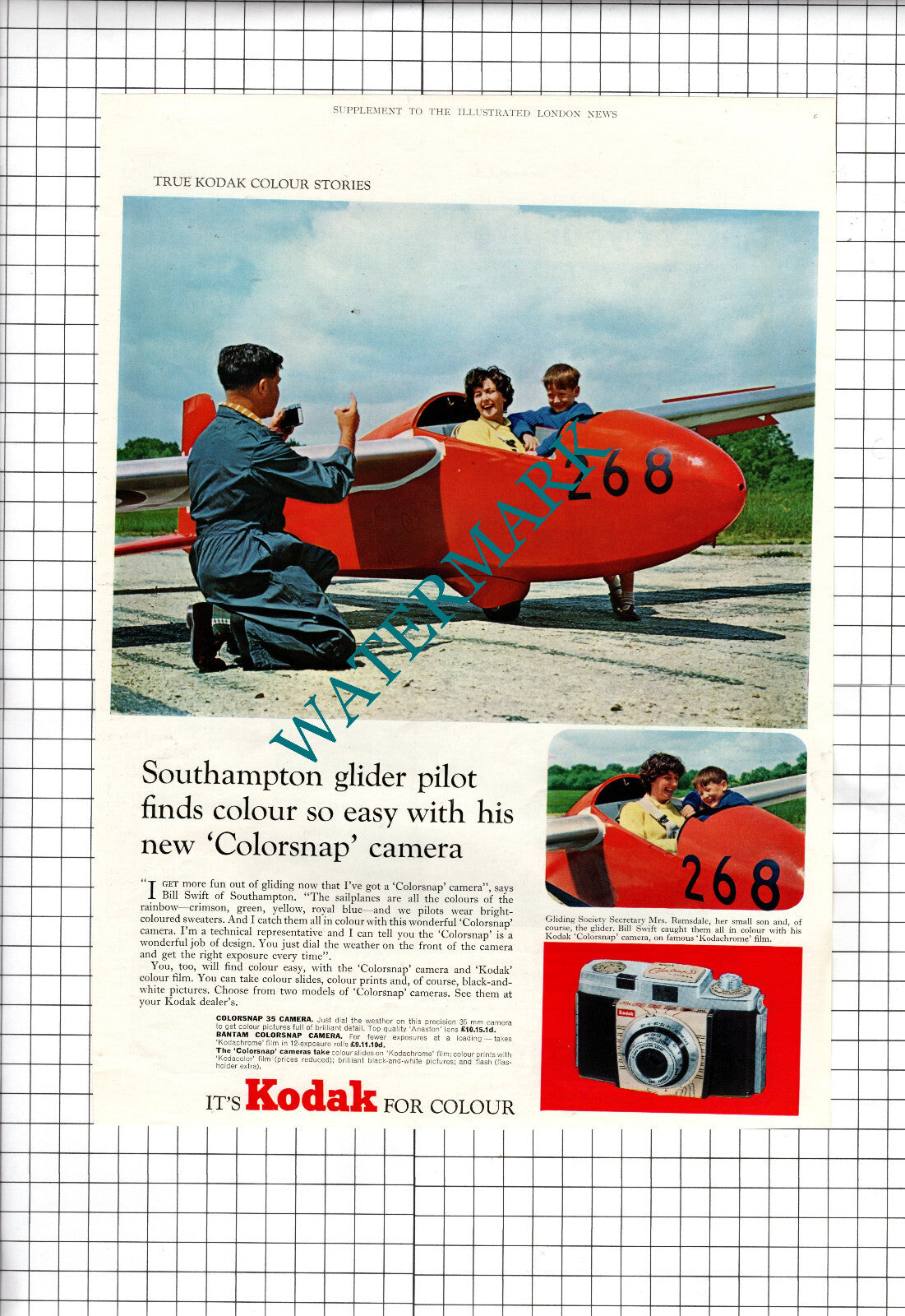 Bill Swift Southampton Glider Pilot Gliding Society Ramsdale Kodak - 1962 Advert