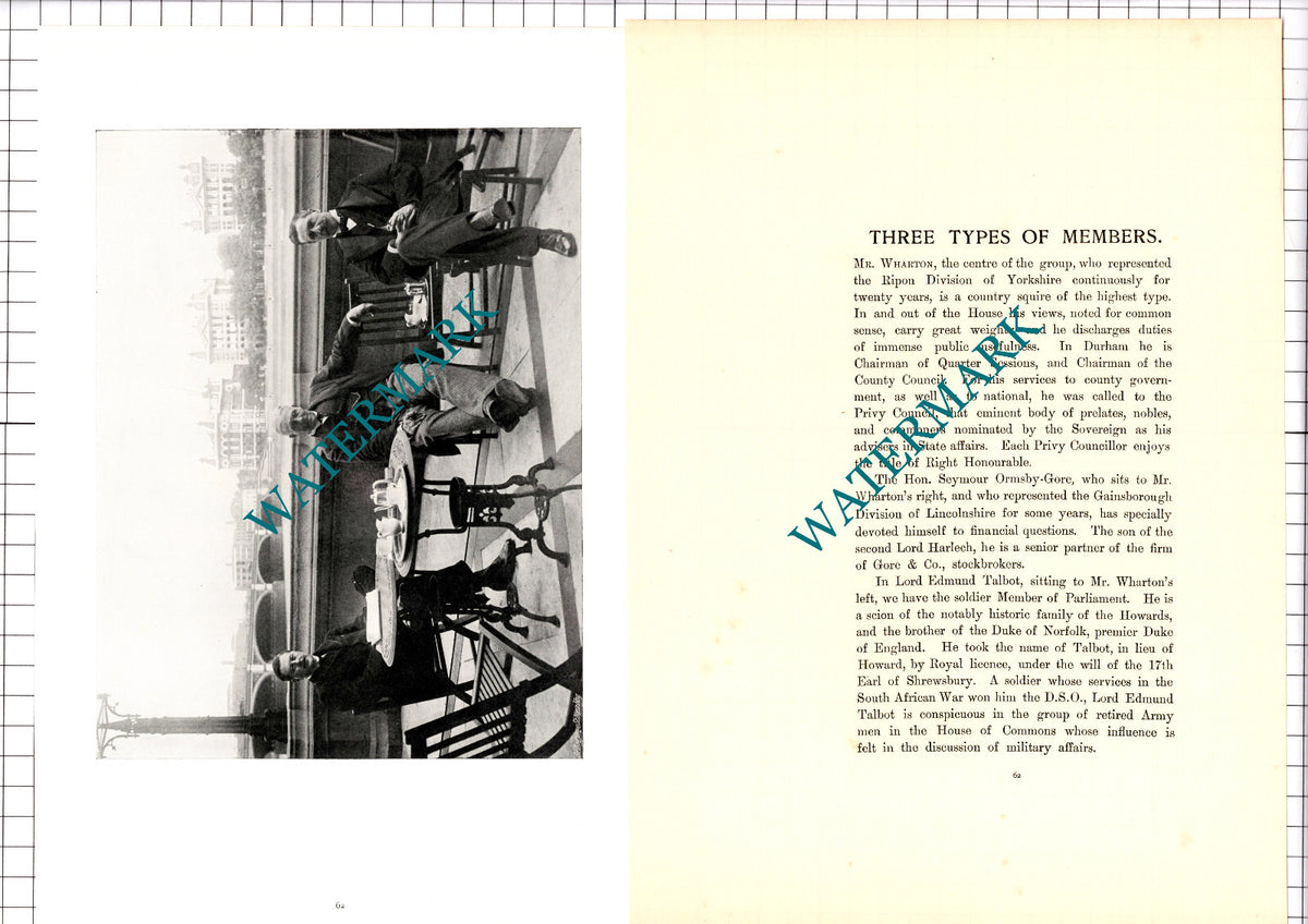 Mr Wharton Ripon MP Ormsby-Gore Lord Edmund Talbot - c.1904 Article / Print