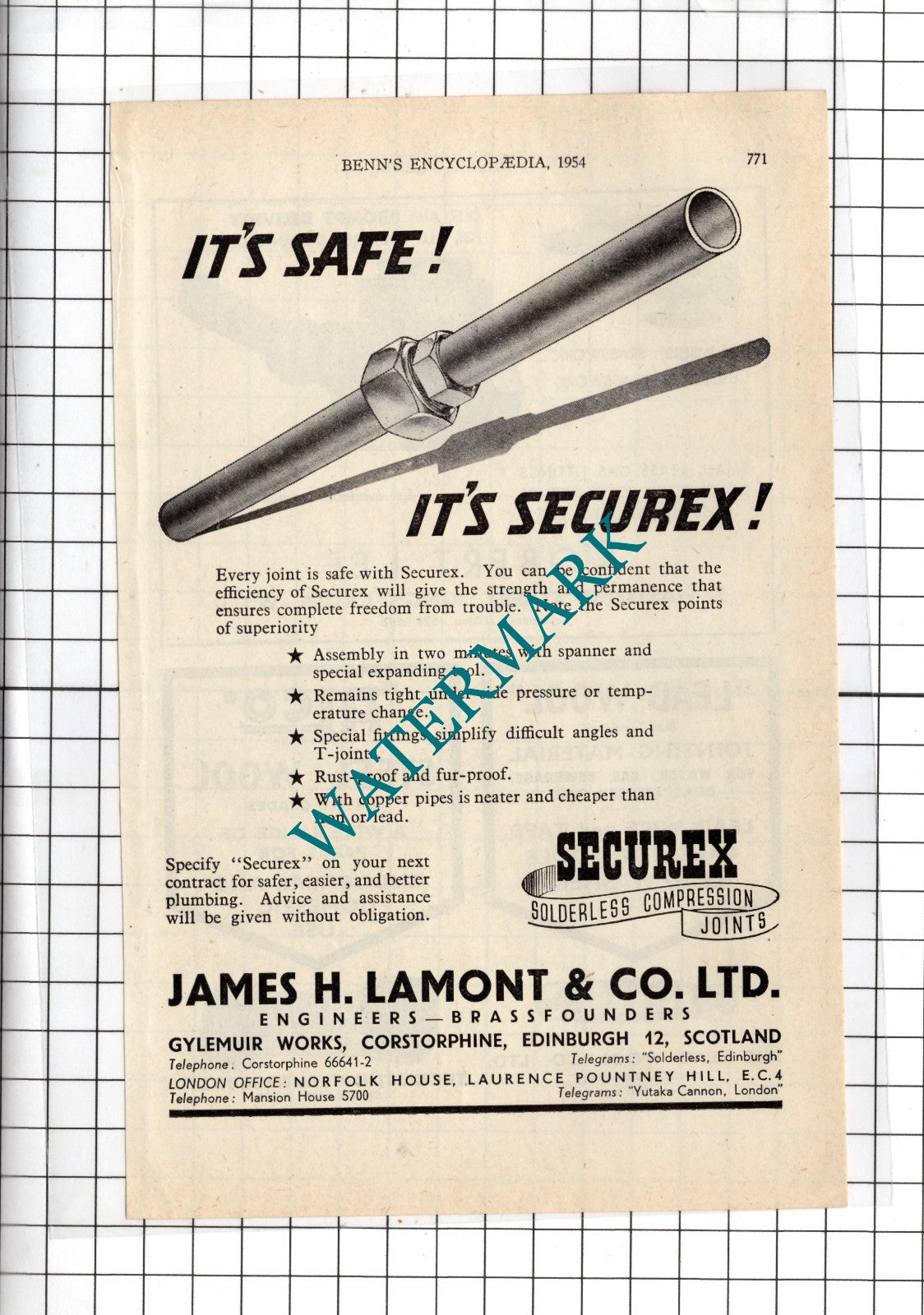 James H Lamont & Co Ltd Corstorphine Edinburgh - 1954 Advert
