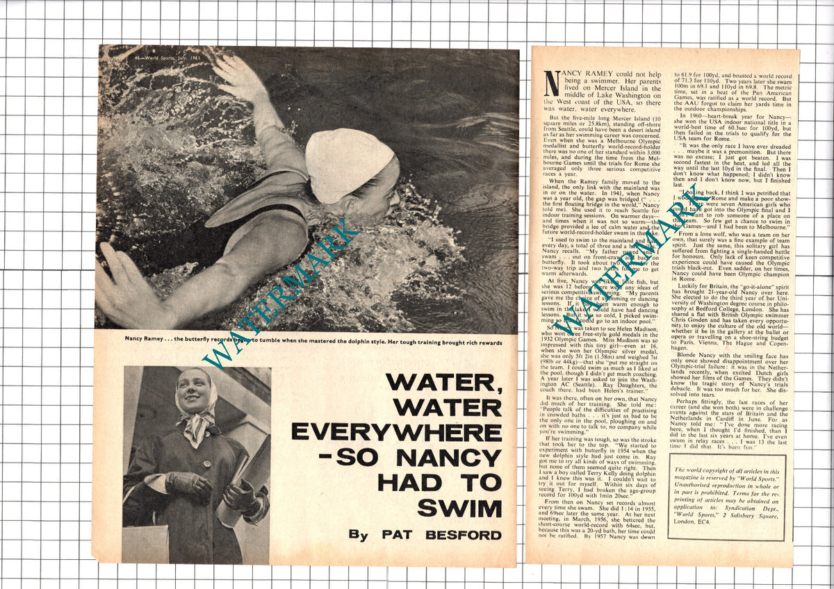 Nancy Ramey Swimmer - 1961 Article / Print