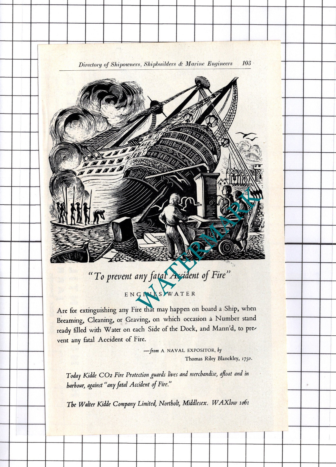 Mercantile Dry Dock Co Jarrow / Walter Kidde Co Northolt ADVERT - c.1957