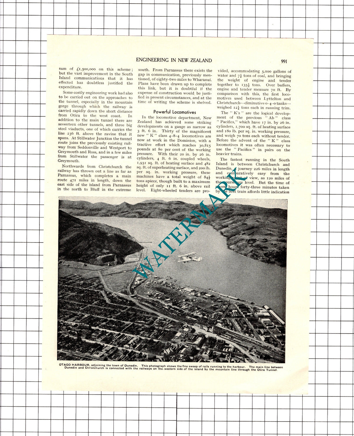 South Island New Zealand Railways - 1930s Article / Print