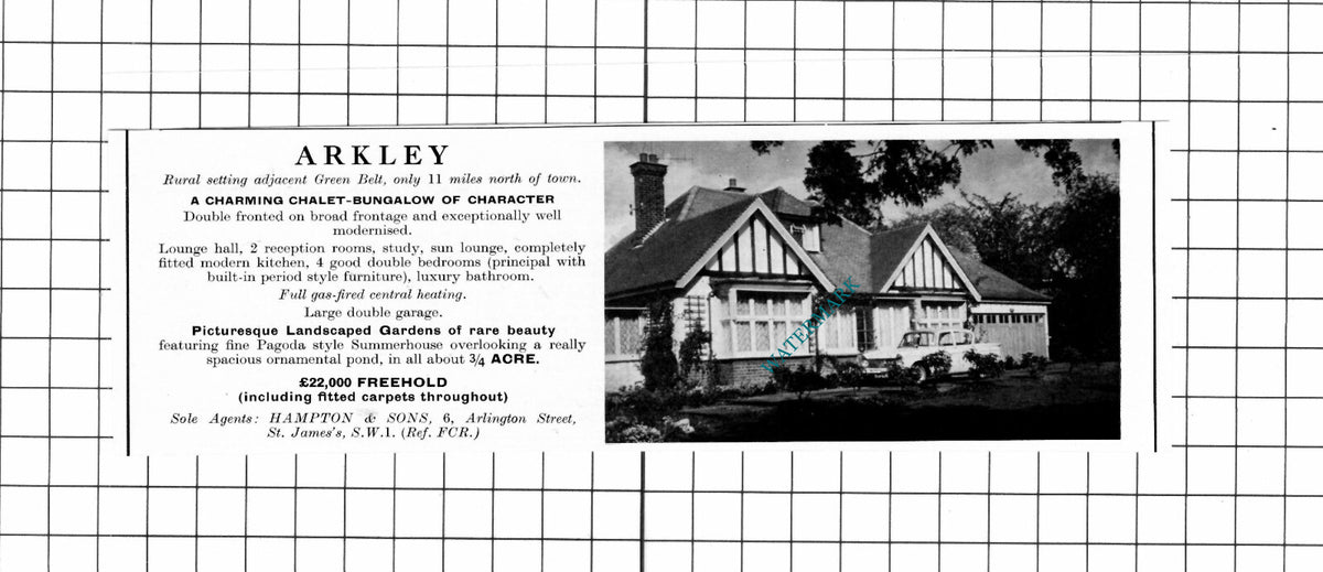 Arkley London House Sale Advert - 1967 Cutting