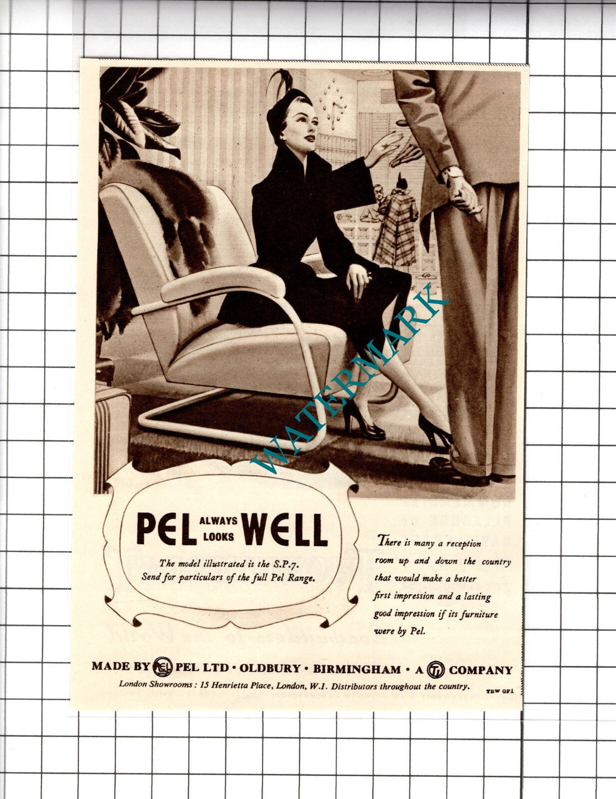 Pel Furniture Advert - 1950 Small Cutting