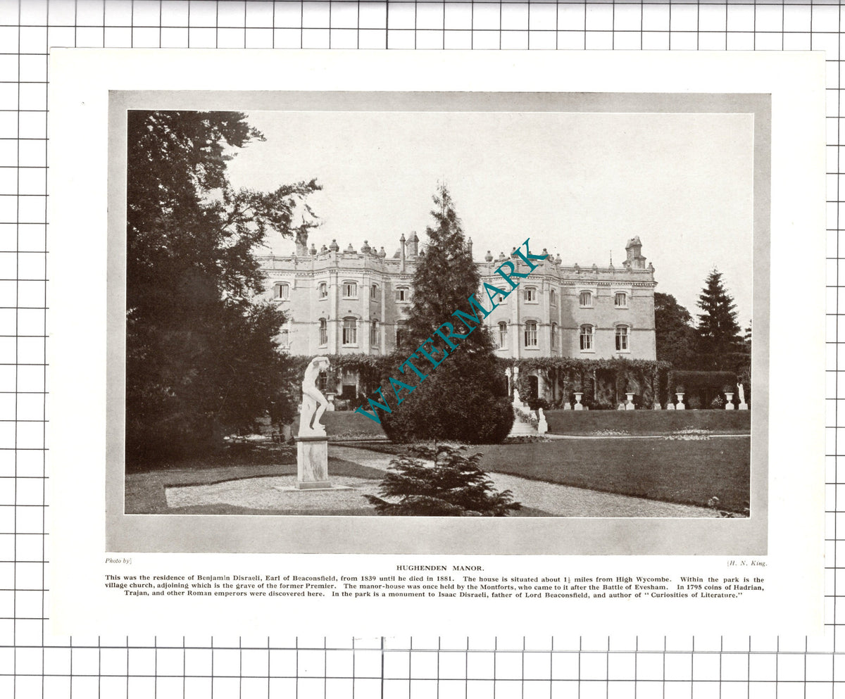 Hughenden Manor Benjamin Disraeli - c.1930s Clipping / Print