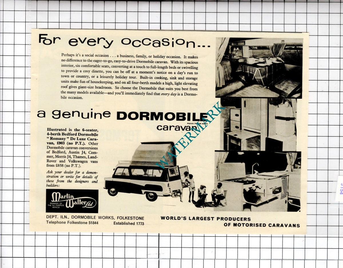 Dormobile Caravan Advert - 1963 Cutting