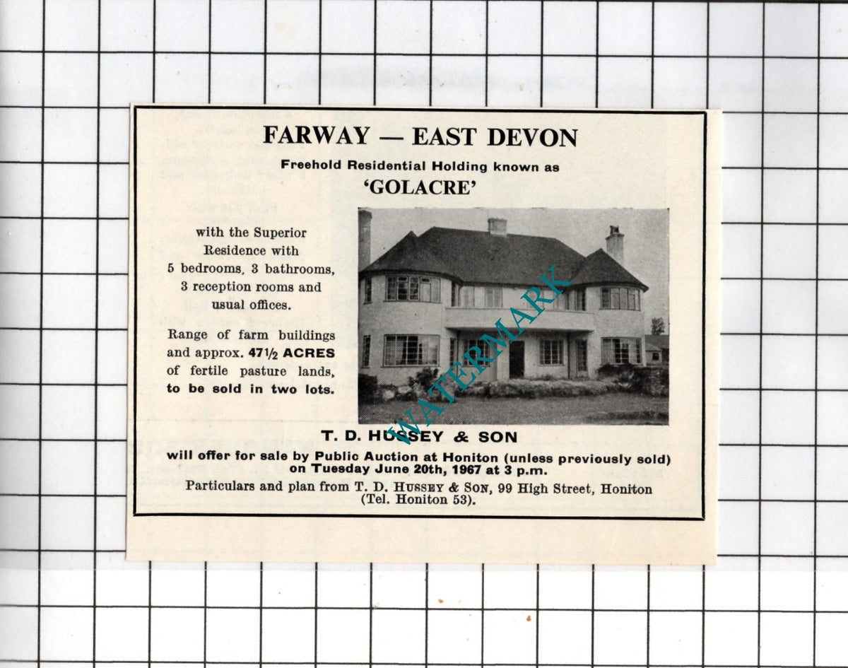 Golacre Farway Devon Small House Sale Advert - 1967