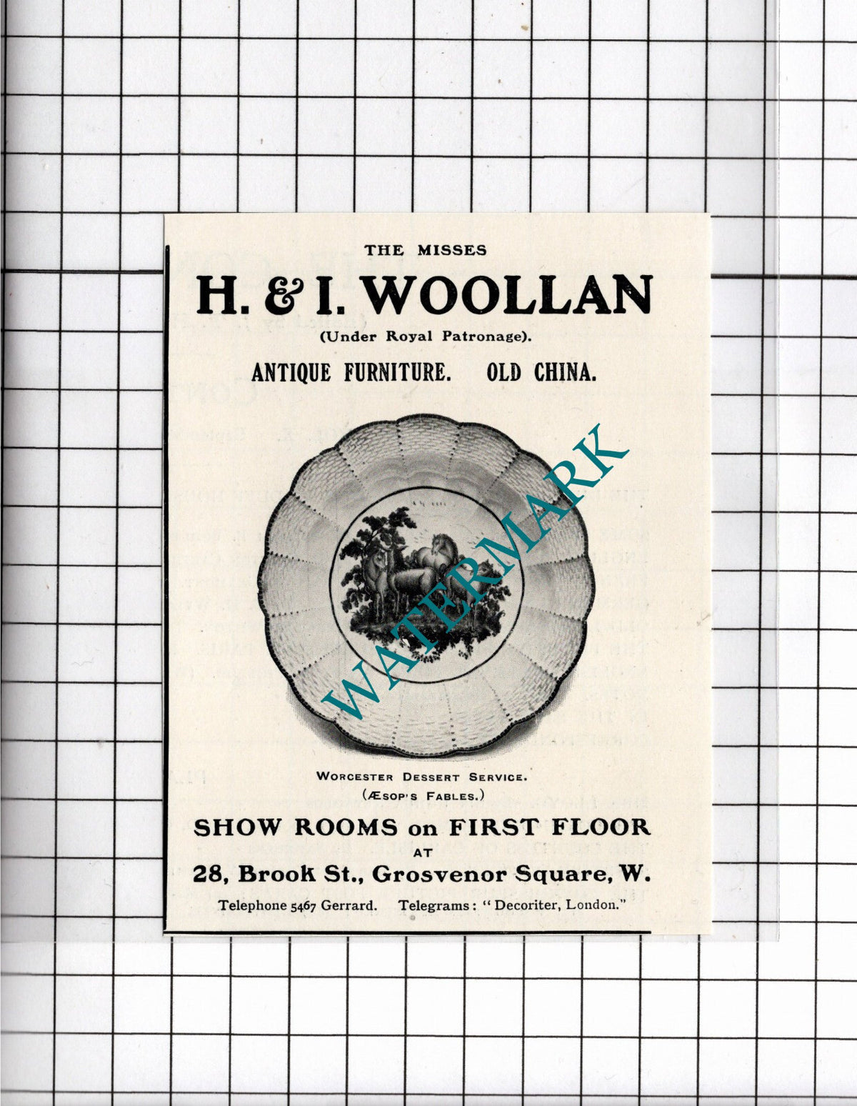 The Misses H & I Woollan Grosvenor Square London - 1904 Small Advert