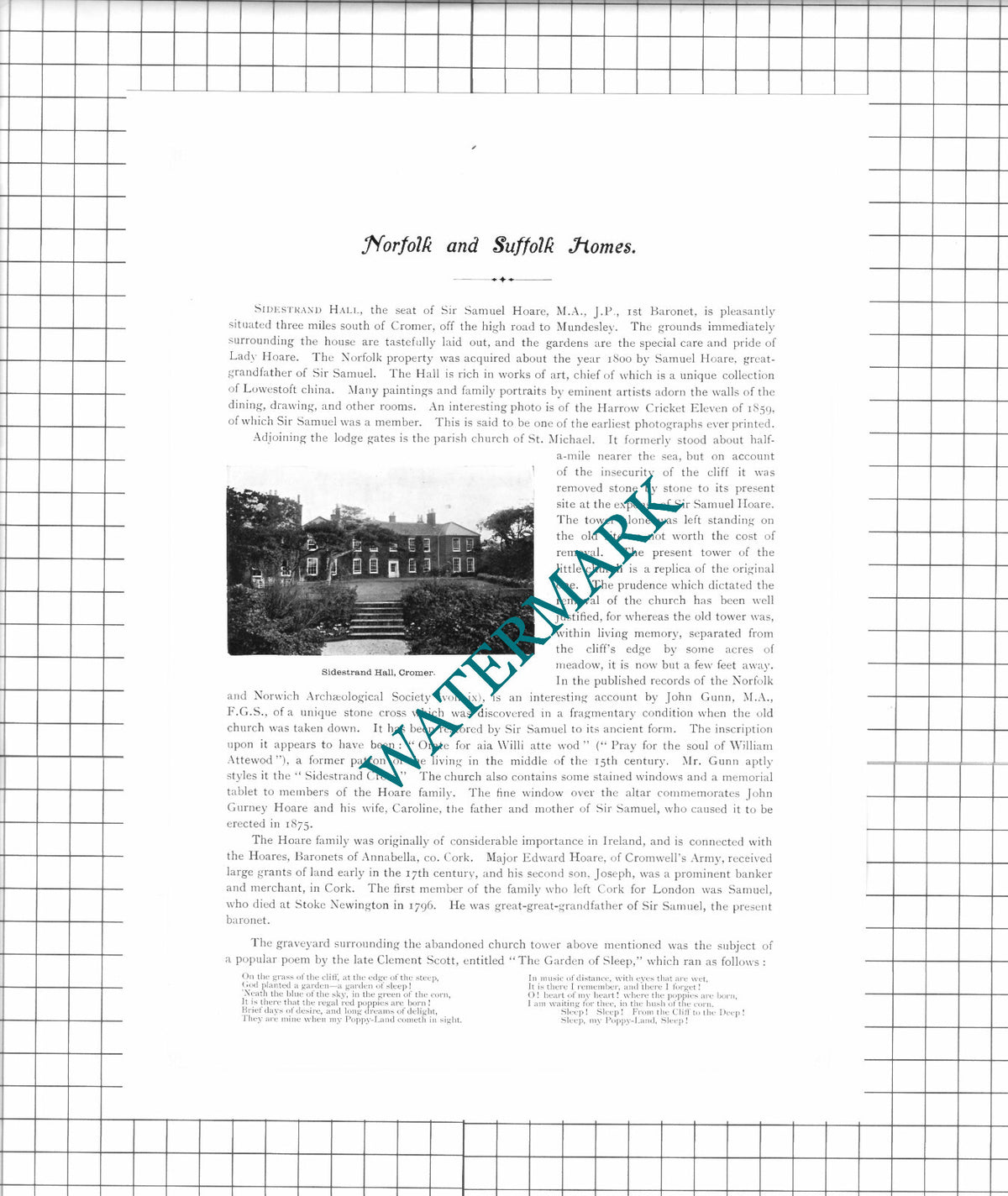 Sidestrand Hall Cromer Sir Samuel Hoare - 1911 Article / Clipping