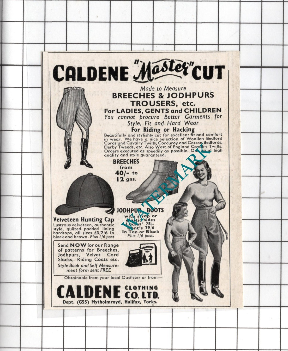 Caldene Clothing Co Ltd Mytholmroyd Yorkshire - 1957 SMALL Advert