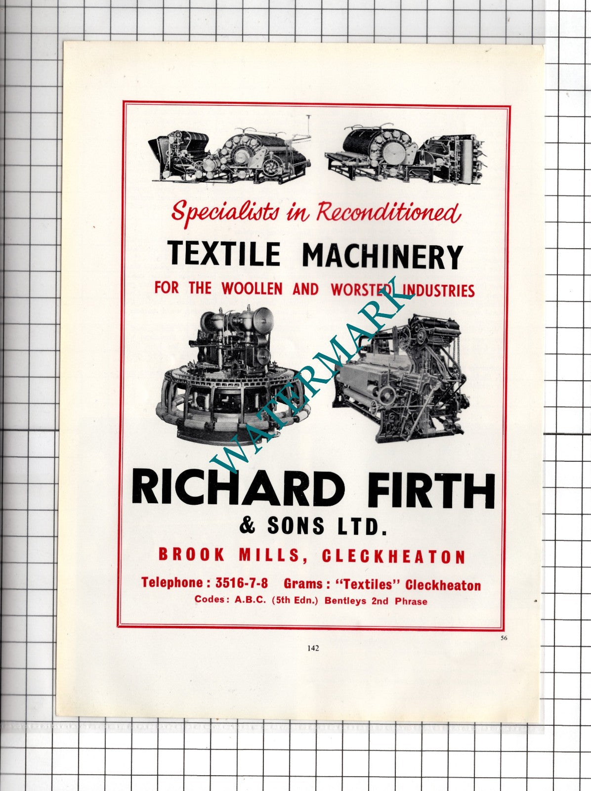 Richard Firth & Sons Ltd Brook Mills Cleckheaton Yorkshire - c.1962 Advert