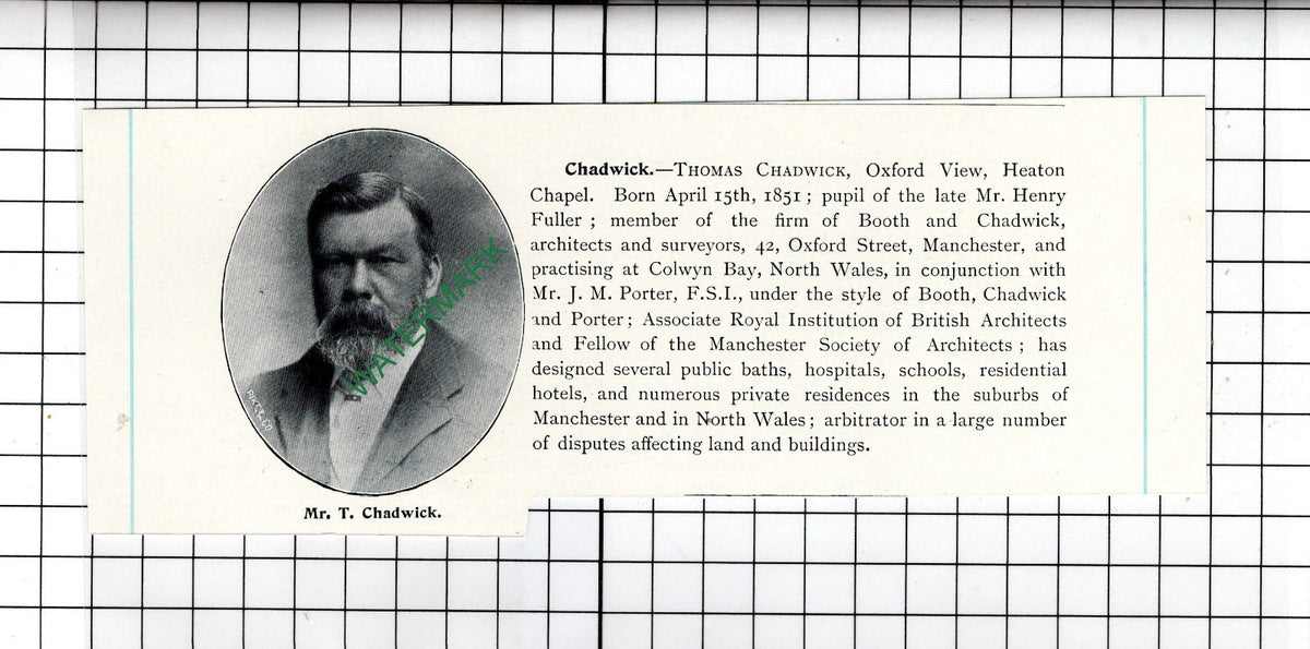 Thomas Chadwick Oxford View Heaton Chapel Manchester - c.1905 Clipping