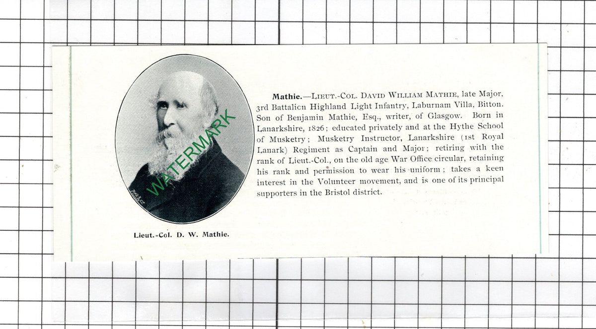Lt Col David William Mathie Laburnam Villa Bitton Bristol - 1898 Clipping