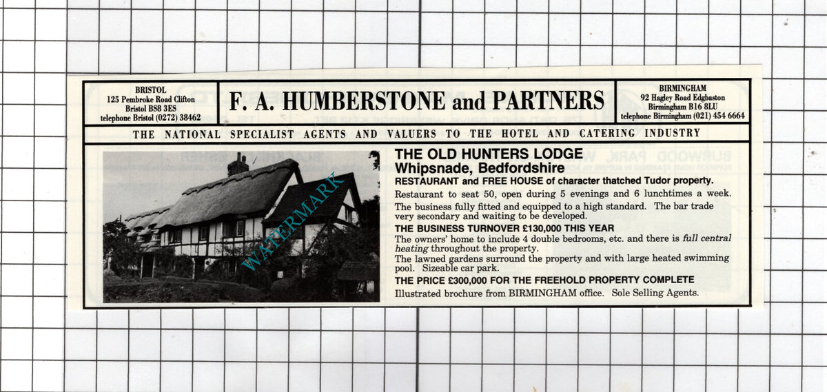 The Old Hunters Lodge Whipsnade Bedfordshire - 1980 House Sale Advert