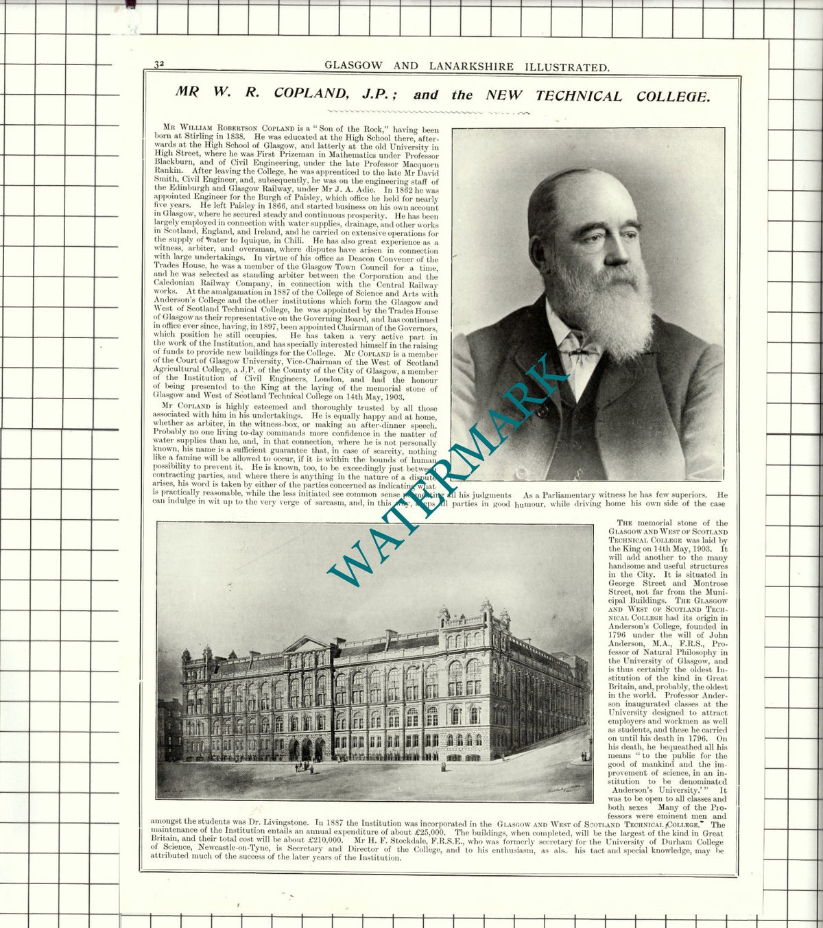 Ex Bailie James Alexander Thomas Hodge Glasgow / William Copland - 1904 Article