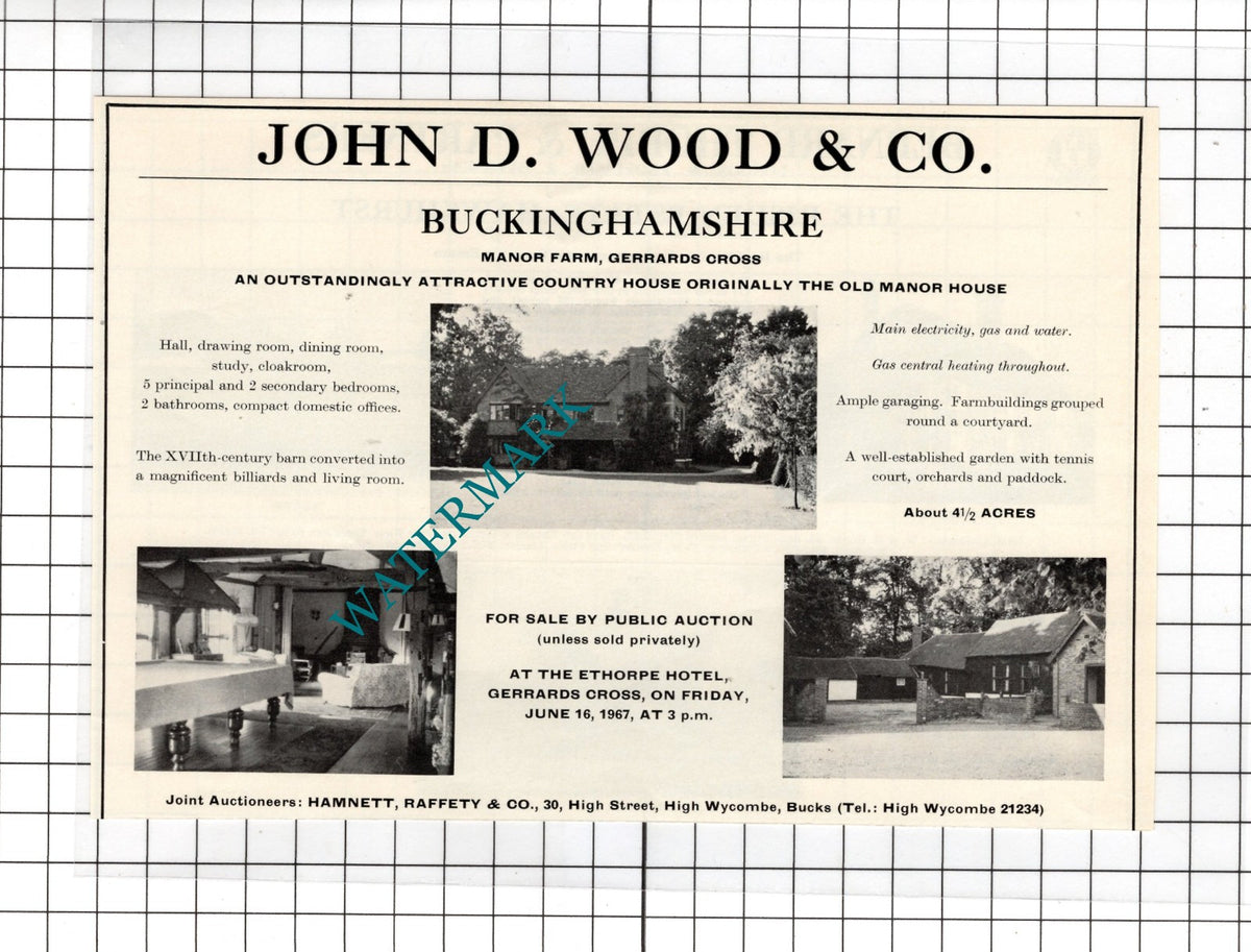 Manor Farm Gerrards Cross Buckinghamshire - 1967 House Sale Advert