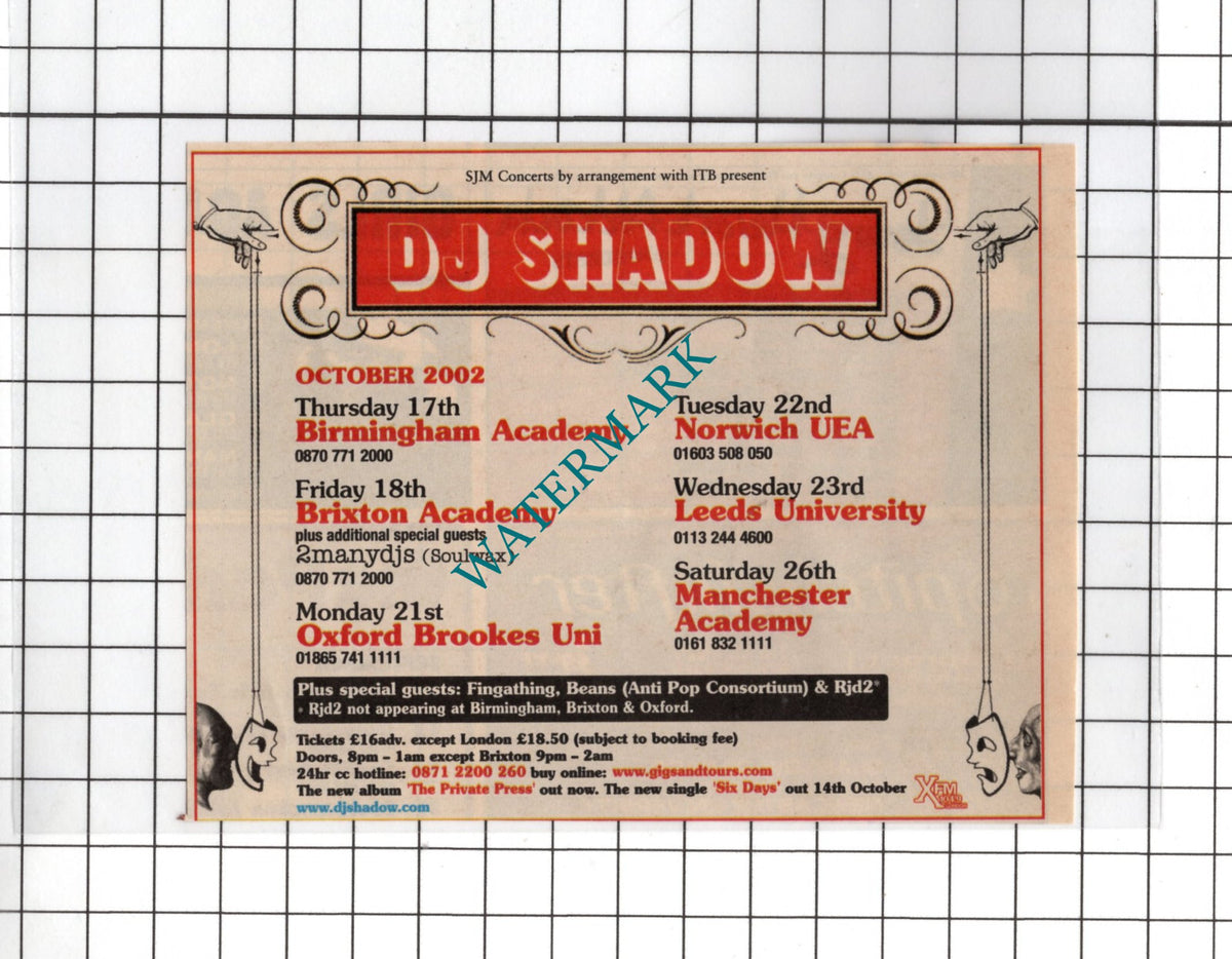 DJ Shadow Tour Advert - 2002 SMALL Cutting
