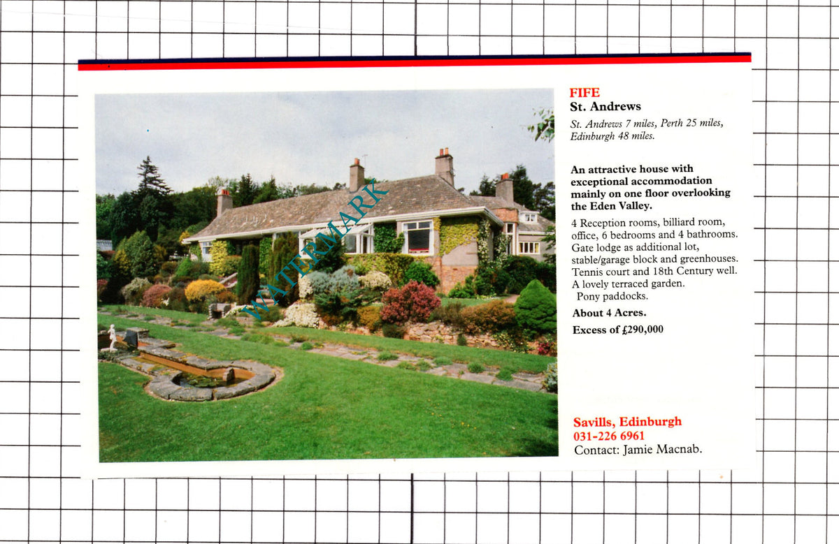 J F Herring Tonbridge Kent / St Andrews Fife House Sale Advert - 1991 Clipping
