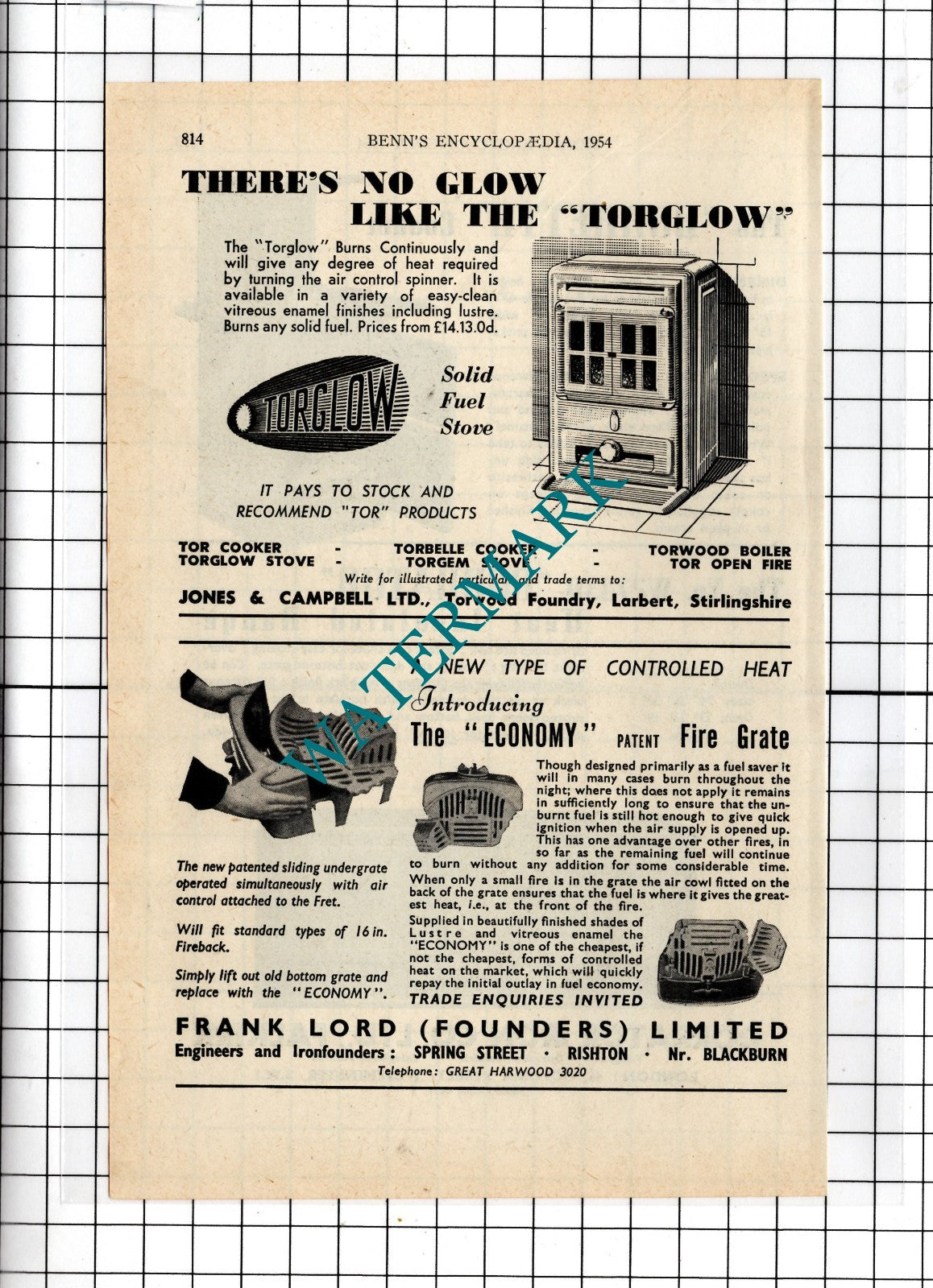 Dorrator Iron Co Ltd Falkirk / Frank Lord Founders Ltd Rishton - 1954 Advert