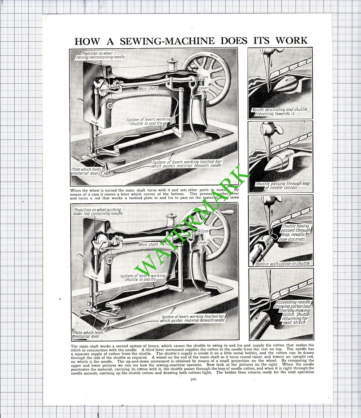 How A Sewing Machine Works - c.1940s Cutting / Print