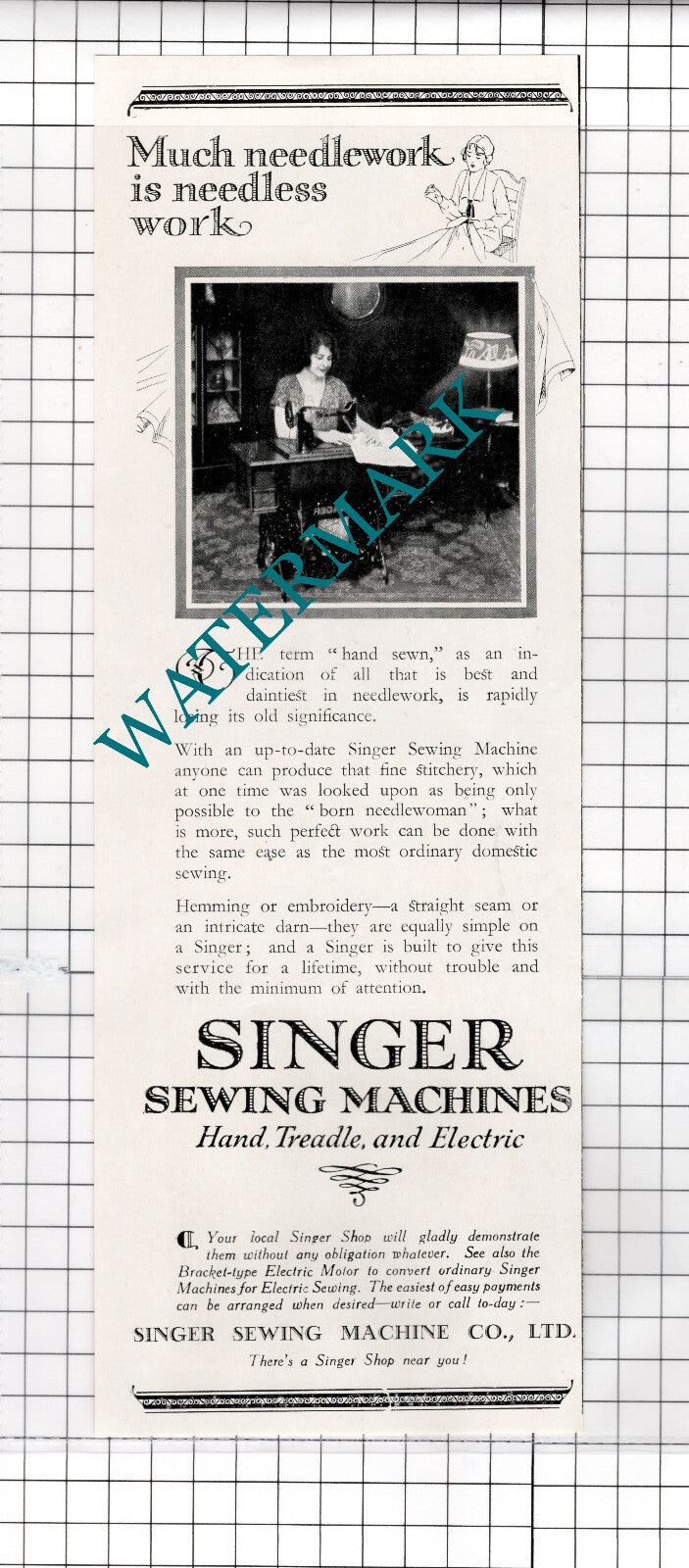 Singer Sewing Machine Co Ltd Advert - 1925 Advert