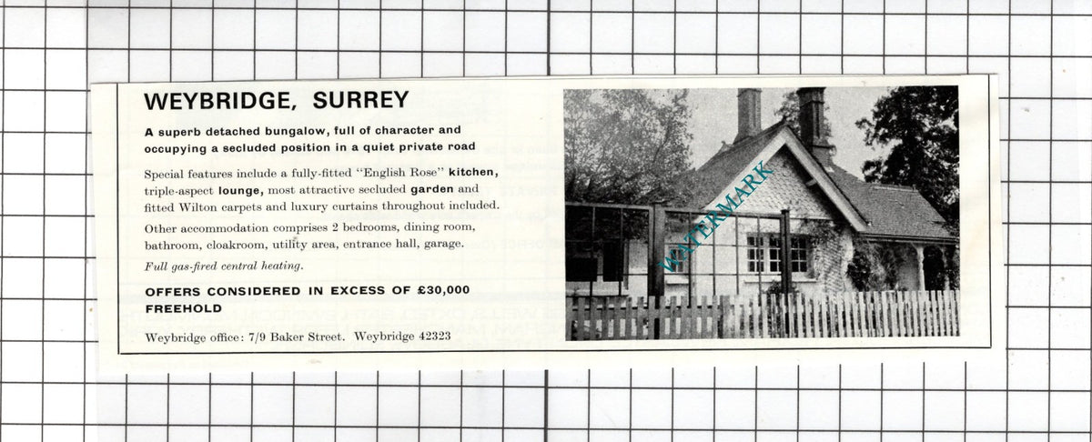 Weybridge Surrey House Sale Advert - 1972