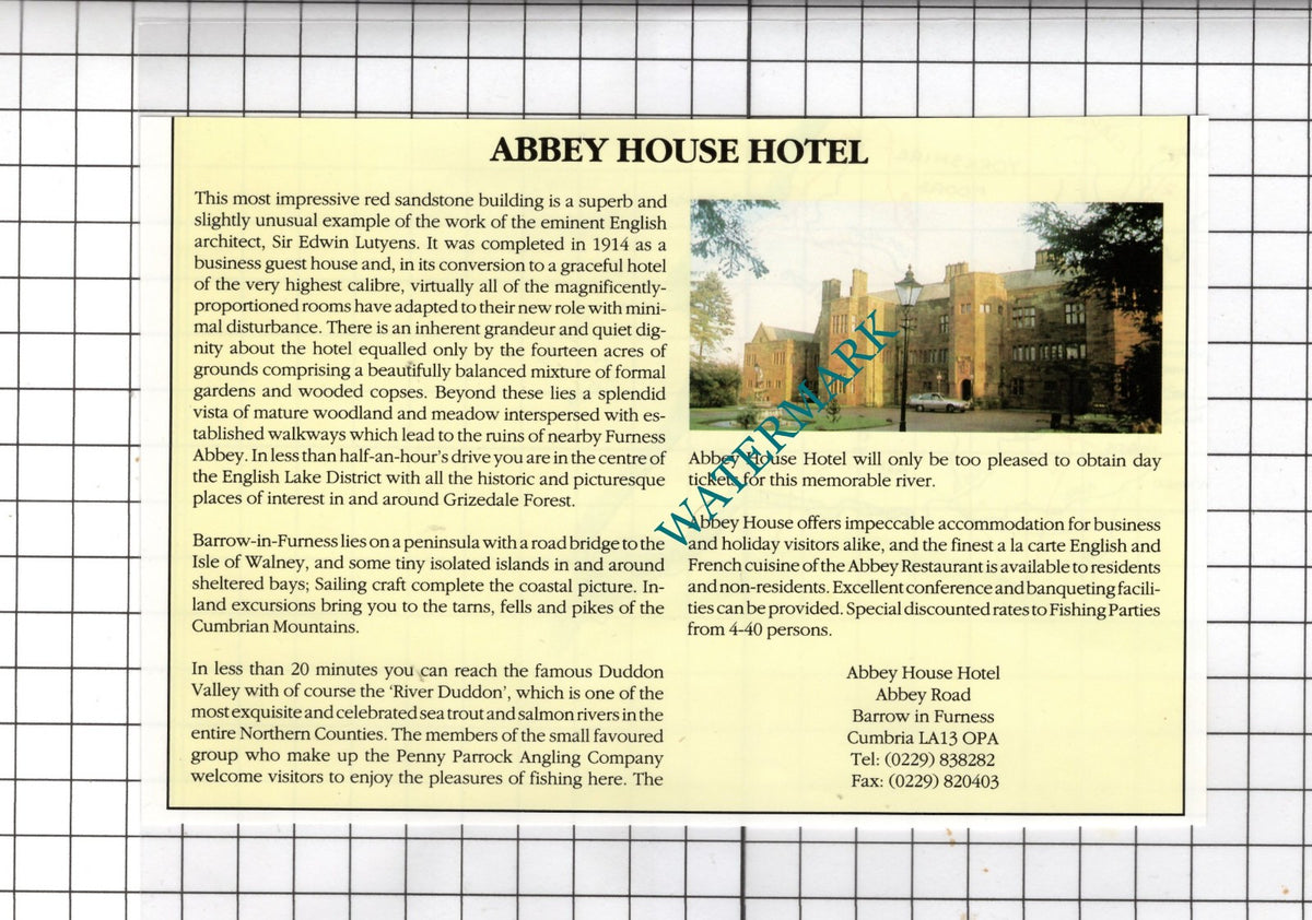 Abbey House Hotel Barrow In Furness Cumbria Advert - 1991