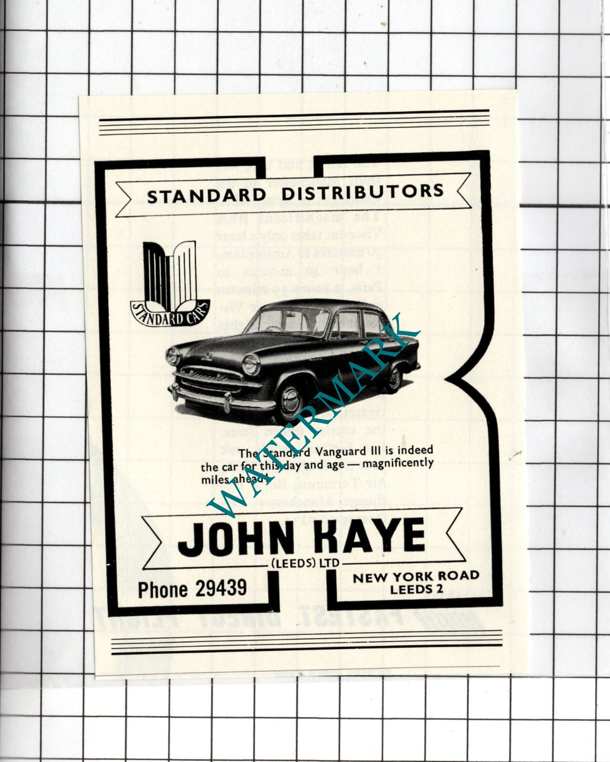 John Kaye Leeds Ltd Car Sales - 1956 Small Advert