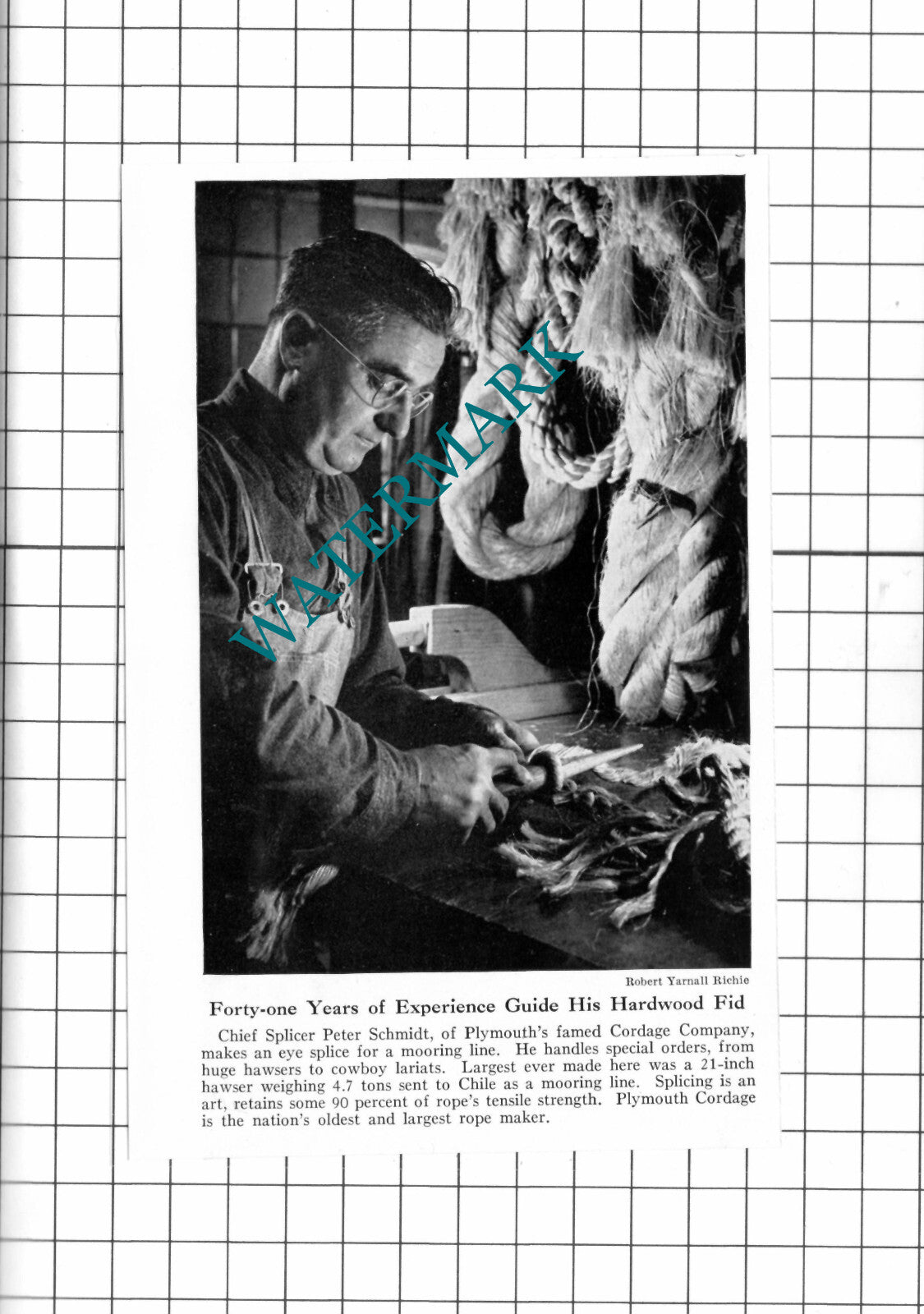 Peter Schmidt Plymouth Cordage Company USA - 1947 Clipping