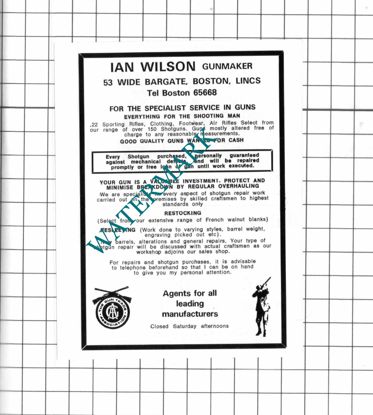 Ian Wilson Gunmaker Boston Lincolnshire Advert - 1979 Clipping