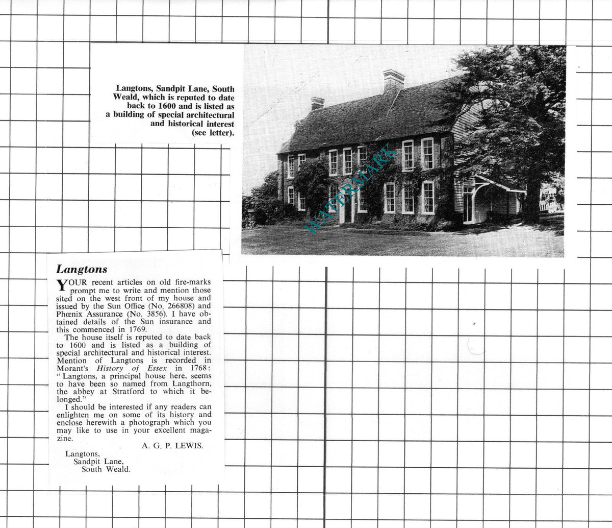 Langtons Sandpit Lane South Weald Essex - 1967 Two-Part Clipping