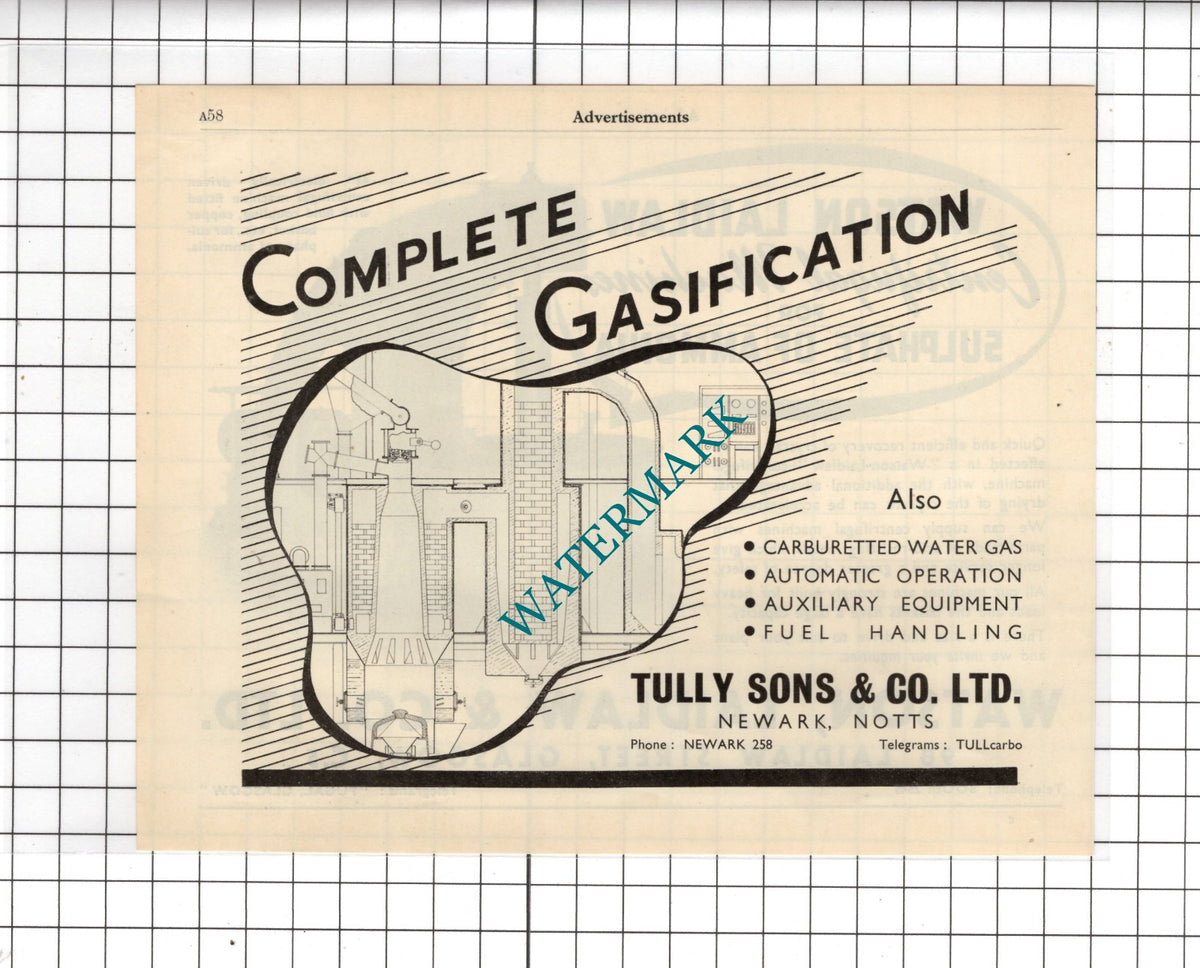 Watson Laidlaw & Co Ltd Glasgow / Tully Sons & Co Ltd Newark Notts- 1951 Advert
