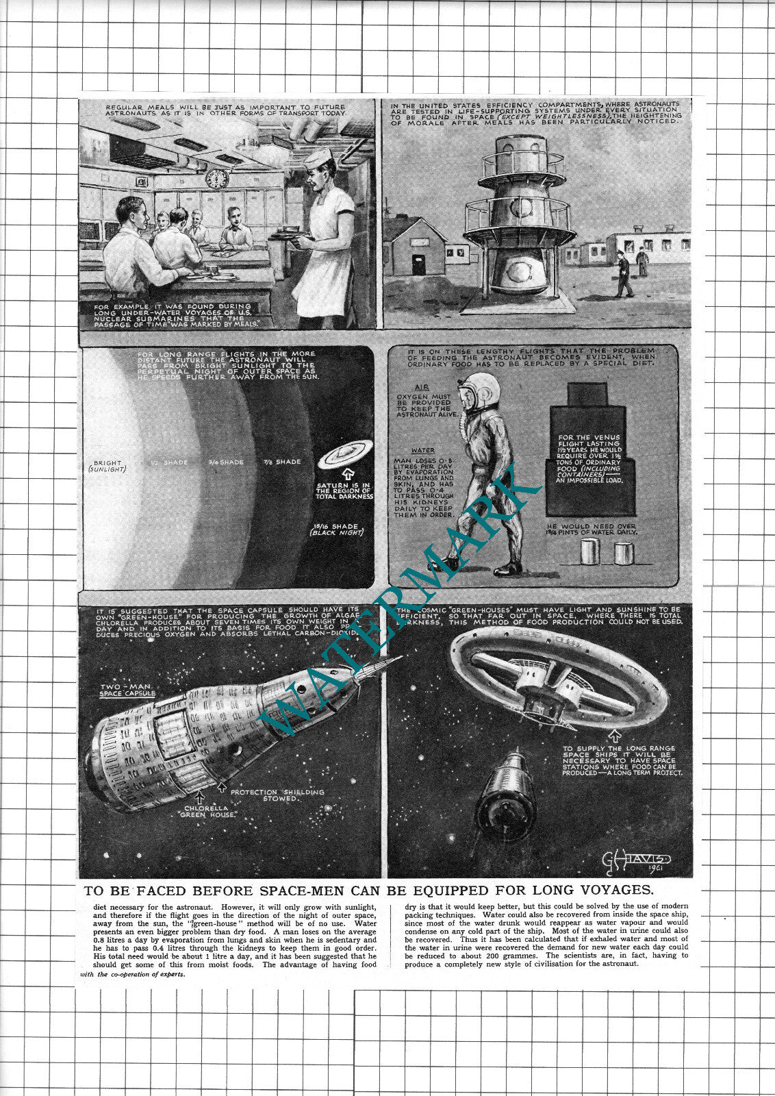 Astronaut Diet Space - 1961 Two-Part Clipping / Print