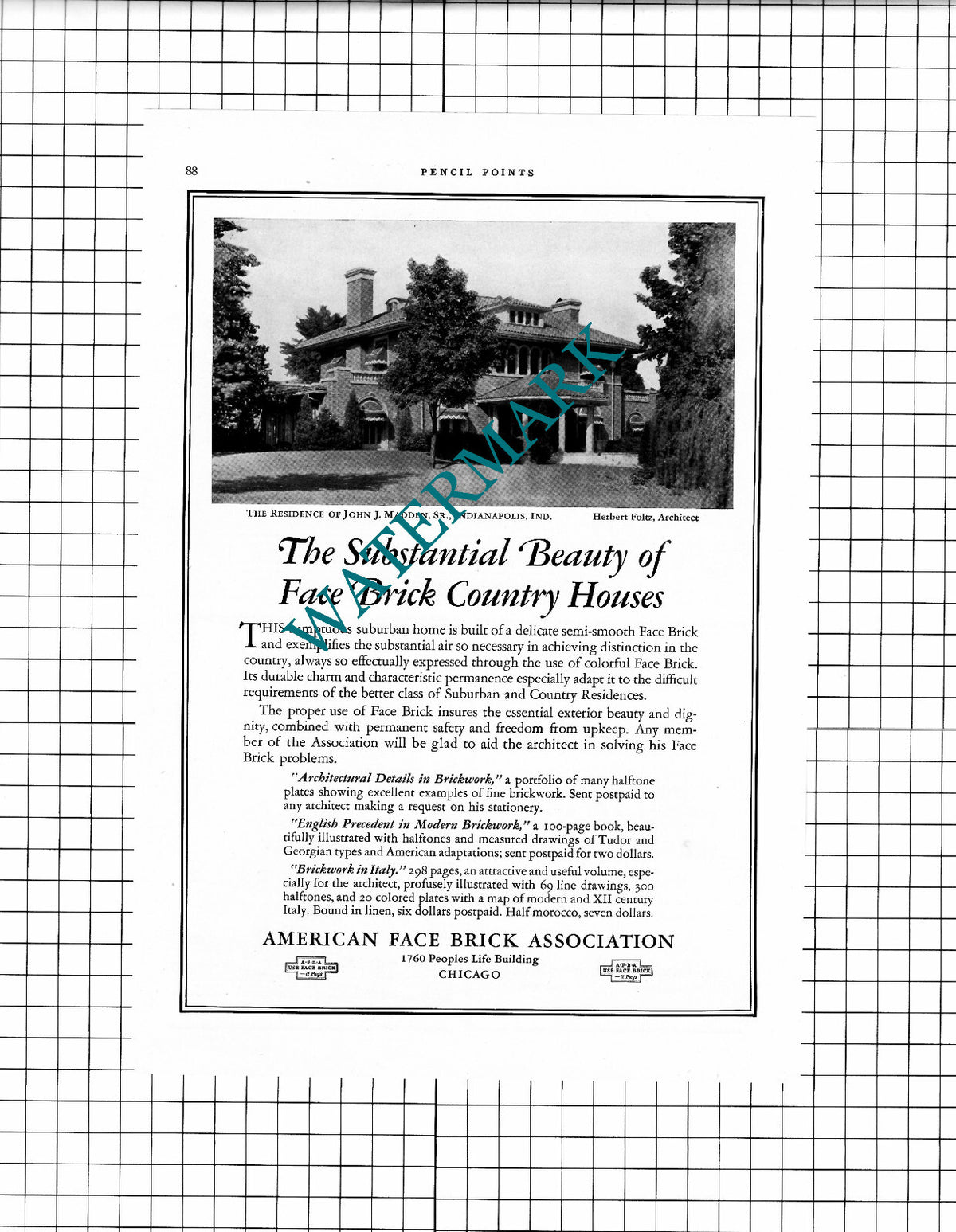 John J Madden Indianapolis Herbert Foltz Architect - 1926 Advert / Print