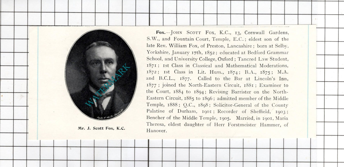 Joseph Gatey Keswick Cumbria / John Scott Fox Selby Yorkshire -c.1905 Clipping